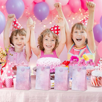 woric 36PCS Party Favor Bags with Stickers, Pink and Purple Goodie Bags for Girls Birthday Small Gift Bag for Kids, Baby Shower, Wedding, Mermaid Party Favor Supplies