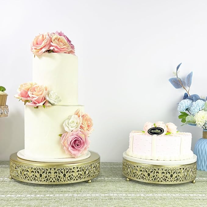 Cake Stand Set of 3 Metal Cupcake Stands Dessert Display Plate for Wedding Party Birthday (Metal, Gold)