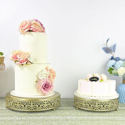 Cake Stand Set of 3 Metal Cupcake Stands Dessert Display Plate for Wedding Party Birthday (Metal, Gold)