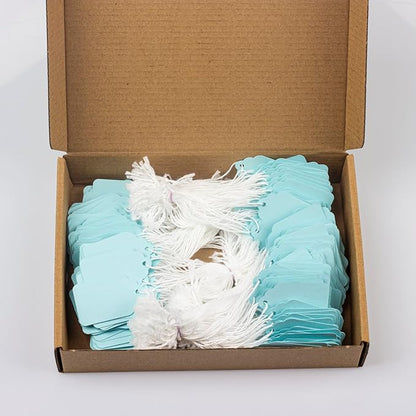 Price Tags with String Attached, 500 PCS Marking Tags for Crafts, Clothing and Gift Wrap (1.88"x1.18",Pale Blue)