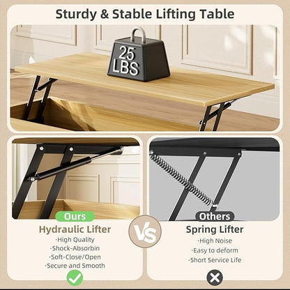 BROTTAR Lift Top Coffee Table, 31.5'' Square Coffee Table