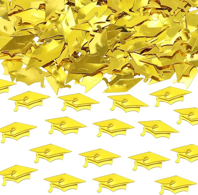 ONLYKXY 15gram Glitter Table Confetti Decor Scatter Bless Confetti Grad Party Decor for Congrats College Graduation Birthday Wedding Party Chocolate Favor Envelope Decal (Gold Graduation Cap)