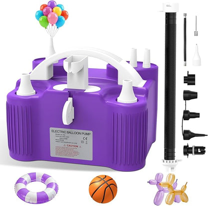 ID IDAODAN 4-in-1 Electric Balloon Pump with Triple Nozzles, Dual Motor Balloon Inflator & Deflator for Latex, Foil & 260Q Balloons