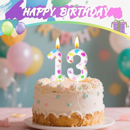 Paint Birthday Candles, Art Paint Party Decoration Supplies, Birthday Number Candles for Cake Topper (Multicolour, Number 13)