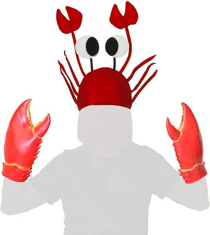Crab Hat Set - Funny Party Roleplay Costume with 3D Hat, Rubber Claws, and Cloak for Unisex
