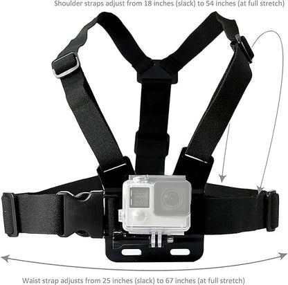 Universal Action Camera Accessories Bundle Head Chest Strap Mount/Selfie Stick/Floating Hand Grip Compatible with Dragon Touch/AKASO EK7000 Brave 4 5 6 7 LE V50X/GoPro Hero 13 12 11 10 9 8 7
