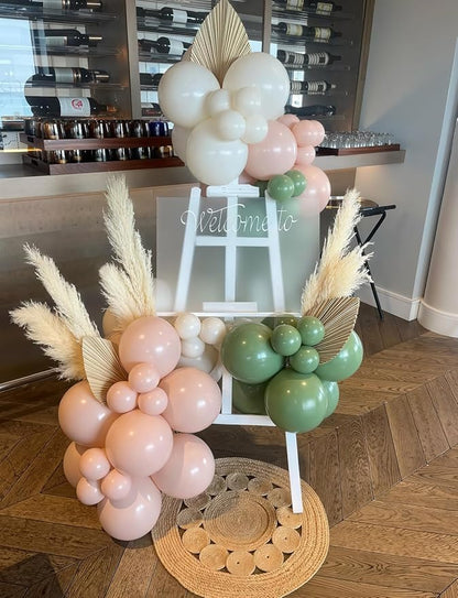 Baby in Bloom Balloon Arch Garland Kit - Pink and Green Balloon Arch Kit, Pink Sage Green Sand White Balloons with Bobo Balloons for Birthday Baby Shower Boho Wedding Party Decorations, 142Pcs