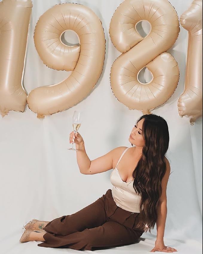 40 Inch Light Brown 1 Balloon for First Birthday, Tan 1st Number Balloons Khaki Birthday Decorations for Girl Boy Kids Toddler Baby, Beige One Giant Number 1 Balloon