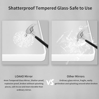 LOAAO 60x36 Inch White Metal Framed Bathroom Mirror for Wall, White Bathroom Vanity Mirror Farmhouse, Large Rounded Rectangle Mirror, Anti-Rust, Tempered Glass, Hangs Horizontally or Vertically