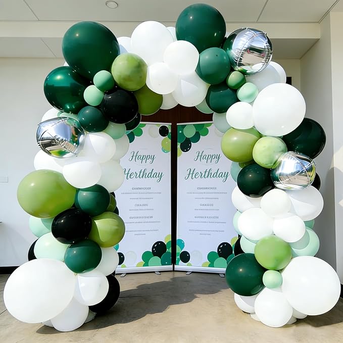Green Balloons 60 PCS 12 Inch Dark Green Balloons Emerald Hunter Forest Green Balloon Kit for Birthday Baby Shower Christmas Graduation Dinosaur Jungle Theme Party Decorations