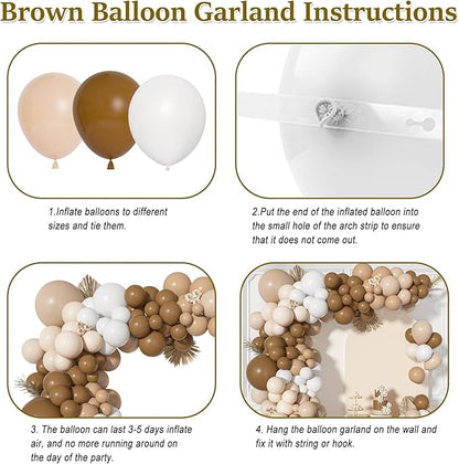Ouddy Life 156Pcs Brown Balloons Garland Arch Kit, DIY 18"12"10" Coffee Brown Blush Nude Balloons for Neutral Woodland Teddy Bear Baby Shower Wedding Jungle Safari Birthday Party Decorations