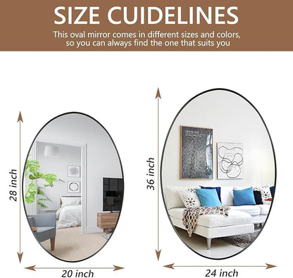 Oval Wall Mirror, 22"x30" Black Oval Vanity Mirror, Bathroom Mirror of Metal Frame, Home Decorative Wall Mounted Mirror for Bathroom, Living Room, Entryway, Vanity