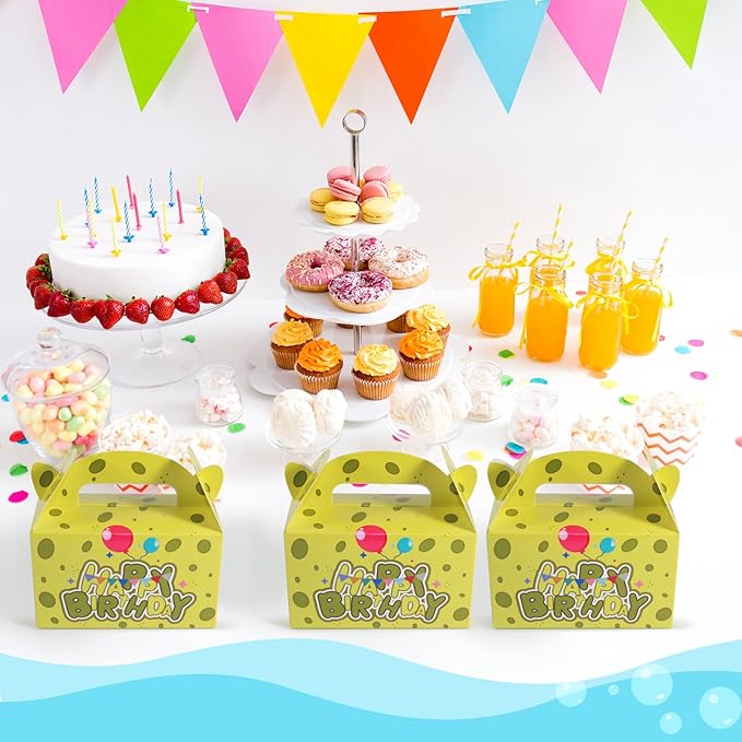 snaxuda 24 Pack Cartoon Party Favor Boxes Cartoon Animation Gift Boxes Candy Treat Boxes Tote Bags Cute Goodies Favor Gift-Box for Birthday,Party Weddings,Baby Shower (yellow)
