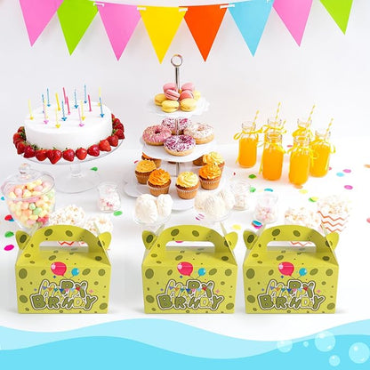 snaxuda 24 Pack Cartoon Party Favor Boxes Cartoon Animation Gift Boxes Candy Treat Boxes Tote Bags Cute Goodies Favor Gift-Box for Birthday,Party Weddings,Baby Shower (yellow)