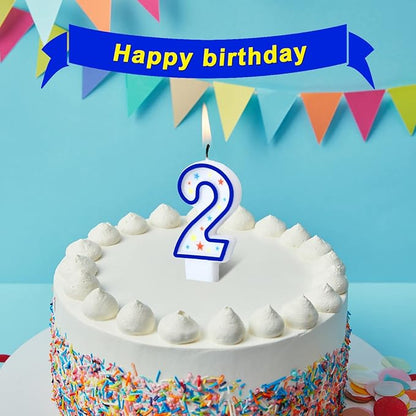 Nuanchu 10 Pcs Number Birthday Candles for Cakes, Polka Dot Colorful 0-9 Numeric Candles for Birthday Cake Decoration, Numeral Topper Decor for Wedding Anniversary Reunions Party Celebrations(Blue)