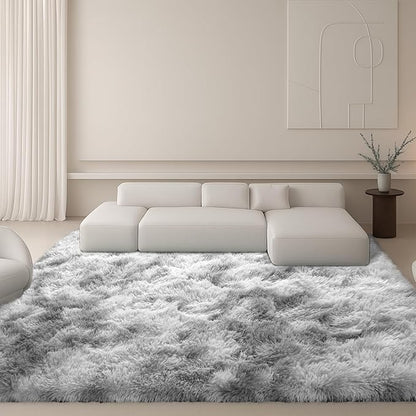 8x10 Area Rugs Living Room, Large Plush Fluffy Bedroom Carpet, Non-Slip Upgraded Indoor Thick Soft Rug, Modern Plush Carpet Suitable for Kids Home Decor Aesthetics Dorm, Dark Grey.