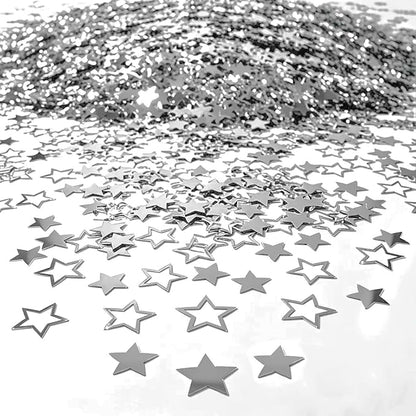 Confetti Star Confetti Party Scatter for Birthday Wedding Anniversary Party Decoration Supplies.(Star 2 Size Silver)