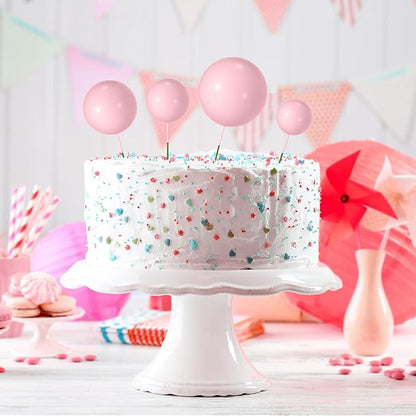 NACHLYNN 80 Pcs Cake Balls Decorations Mini Balloon Cake Topper Balls Foam Cupcake Toppers Balls for Cake Decorating Birthday Parties Weddings Anniversary (Light Pink)