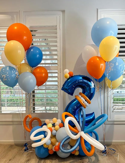 Blue and Orange Balloons – 12 Inch Blue Orange Balloons Set Thick Nude Balloon Shiny Confetti Latex Balloon for Birthday Baby Shower Wedding Party Decorations, Space Theme Party Supplies