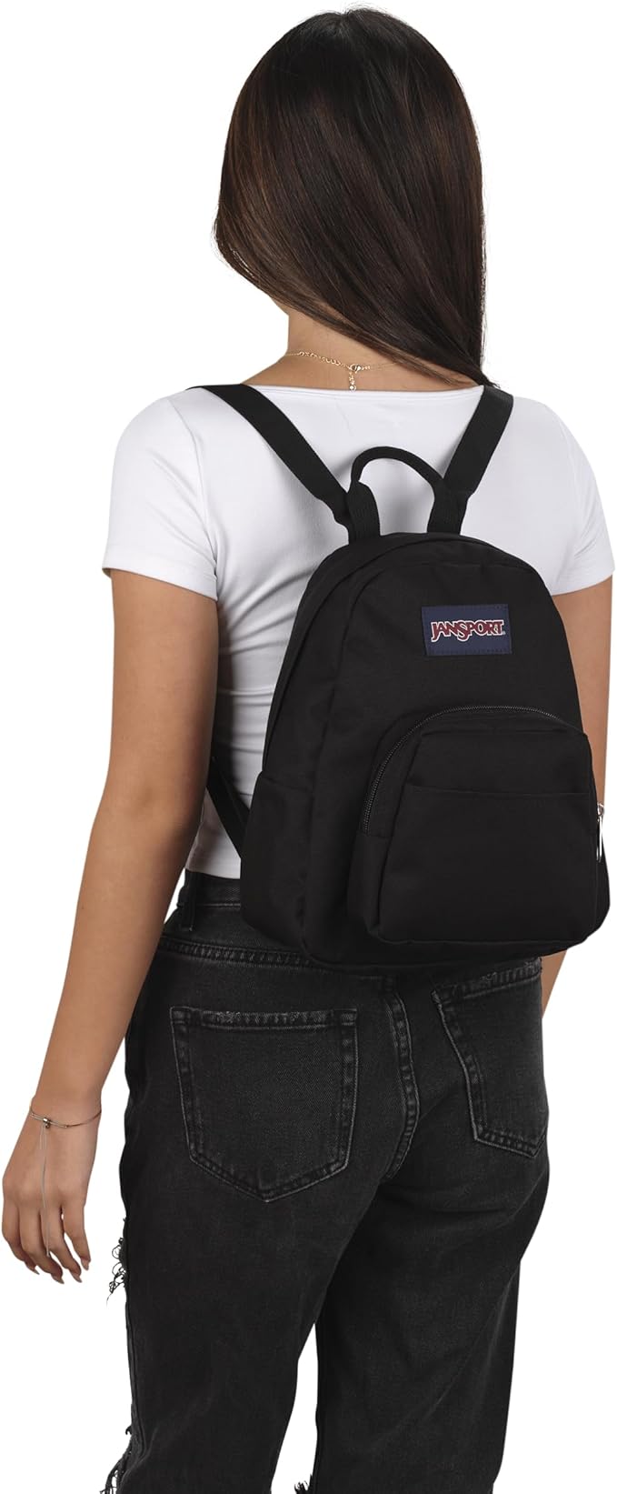 JanSport Half Pint Mini Backpack, 10.2 L - Durable Mini Bag Purse with Adjustable Shoulder Straps, Single Main Compartment, Zippered Stash Pocket, Black