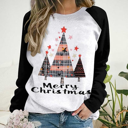 LOAIHA Christmas Sweatshirts for Women Christmas Tree Graphic Shirt Xmas Long Sleeve Merry Christmas Pullover Blouse