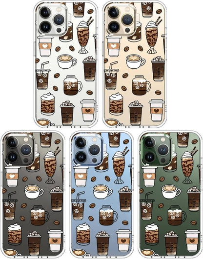 MOSNOVO Case for iPhone 13 Pro Max, [Buffertech 6.6ft Military-Grade Drop Protection] [Anti Peel Off Tech] Clear TPU Bumper Phone Case Cover Design - Coffee