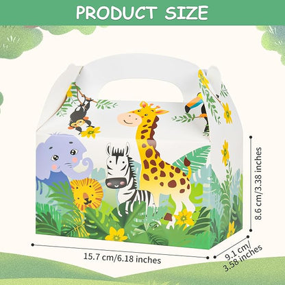 DjinnGlory 36 Pack Safari Woodland Animals Treat Boxes Gable Boxes Party Favor Gift Boxes for Baby Shower, Birthday Parties, Small Business 6.18 x 3.58 x 3.38 Inches