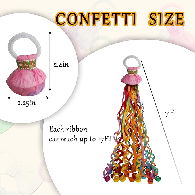 24 Pack Streamer Poppers No Mess Confetti Poppers，No Mess Streamers Easy to Clean Party Poppers，for Celebrations and Events，Six Color Mix