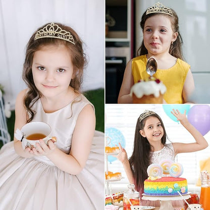 CIEHER Birthday Girl Sash and Birthday Crown Gold Birthday Tiara for Women Birthday Girl Headband Princess Crown Gold Birthday Decorations Birthday Crown and Sash Rhinestone Happy Birthday Accessories