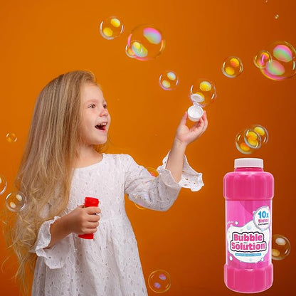 Pink 16oz Concentrated Bubble Solution 20-Pack, Refills up to 1.25 Gallons, Non-Toxic Concentrated Solution for Bubble Machines, Giant Bubble Wands, Bubble Gun and Blowers