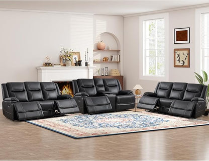 ANJ Premium Genuine Manual Reclining Sofa Set