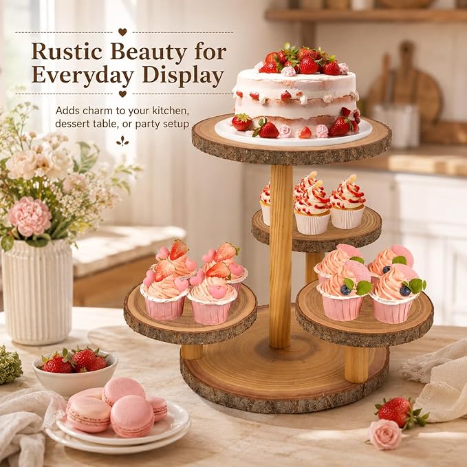 Cupcake Stand Display - Wood Dessert Cupcake Stand Display, 4 Tier Cupcake Stands for 50 Cupcakes, Cup Cake Tower Stand Holder, Cake Stands for Party, Birthdays, Weddings, Baby Showers, Holiday Decor