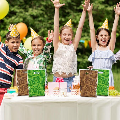 MinFyberd 50Pcs Pixel Birthday Party Goodie Favors Bag Video Game Plastic Gift Bags Party Candy Snack Bag Theme Goodie Treat Bags for Kids Gamer Birthday Decoration Supplies