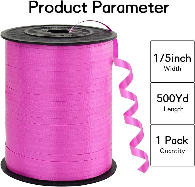 BEISHIDA 500 Yards Matte Hot Pink Curling Ribbon for Gift Wrapping, Birthday Party, Festival, Art Craft, Decor, Florist, Flowers