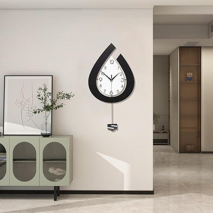 Large Wall Clock for Living Room Decor Big Decorative Pendulum Modern Wall Clock Silent Non Ticking Battery Operated 22.4 Inch Wood Art Clock for Kitchen Bedroom Office Indoor Home