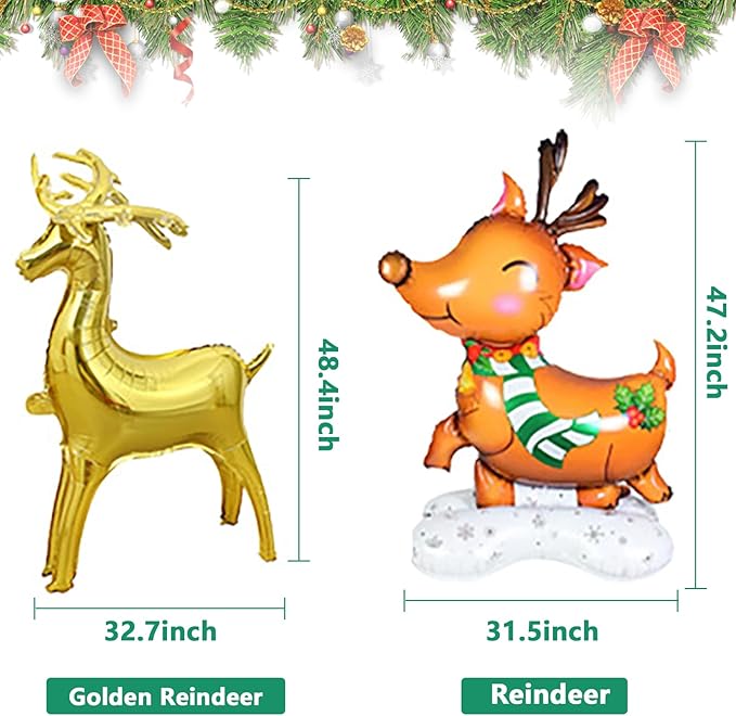 5Pack Merry Christmas Party Decorations Balloons - Christmas Party Supplies with Santa Claus, Snowman, Elk, Christmas Tree Balloon for Festive Holiday Celebrations With Pump