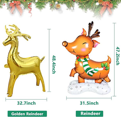 5Pack Merry Christmas Party Decorations Balloons - Christmas Party Supplies with Santa Claus, Snowman, Elk, Christmas Tree Balloon for Festive Holiday Celebrations With Pump