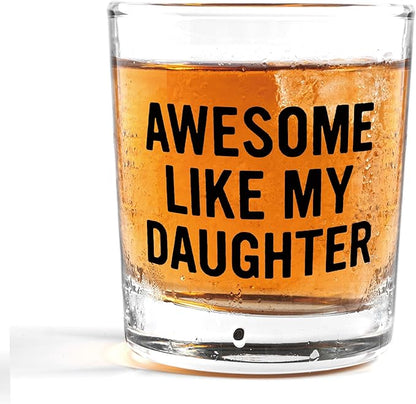 Nogrit Father's Day Whiskey Glasses from Daughter 10 oz, Funny Dad Gifts for Father's Day Birthday, Father Old Fashioned Rocks Glasses for Women Drinking Cocktail Scotch Vodka Tequila Rum
