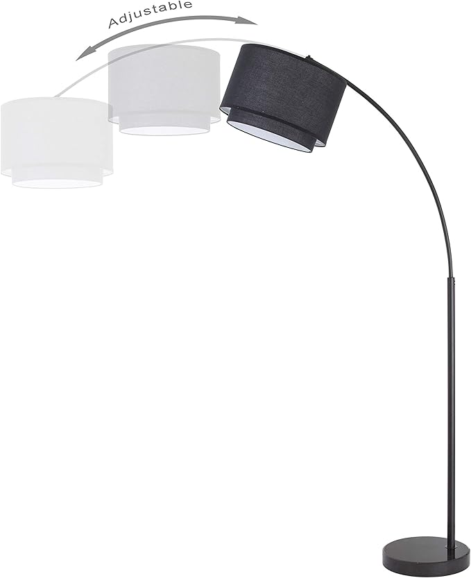 Major-Q Modern Arcing Floor Lamp - Tall Stand Up Arching Drum Shade - Large Contemporary Floor Lamp for Dining Rooms and Bedrooms - Corner Lamp for Office Lighting and Home Decor