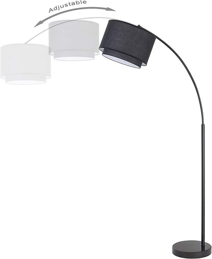 Major-Q Modern Arcing Floor Lamp - Tall Stand Up Arching Drum Shade - Large Contemporary Floor Lamp for Dining Rooms and Bedrooms - Corner Lamp for Office Lighting and Home Decor