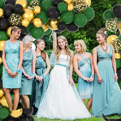 Dark Green Black Gold Balloon Garland Arch Kit, 122PCS Black Dark Green Metallic Gold Confetti Balloon for Jungle Birthday Wedding Anniversary Retirement Graduation Football Army Camo Party Decoration