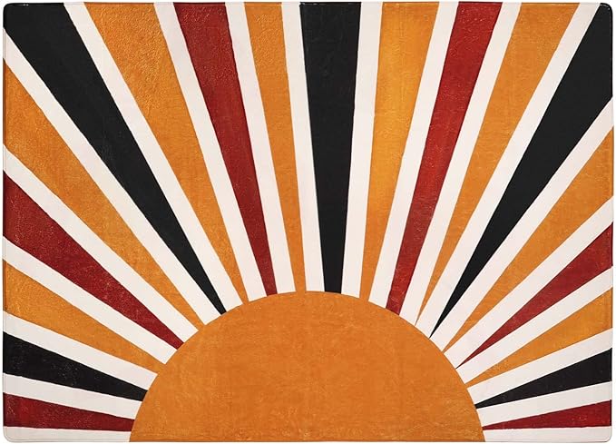 Lahome Boho Machine Washable Living Room Rugs-5x7 Area Rugs for Bedroom Large Non-Slip Throw Rugs Rainbow Sun Print Kids Nursery Rug Colorful Distressed Carpet for Entryway Kitchen Dining Room Office
