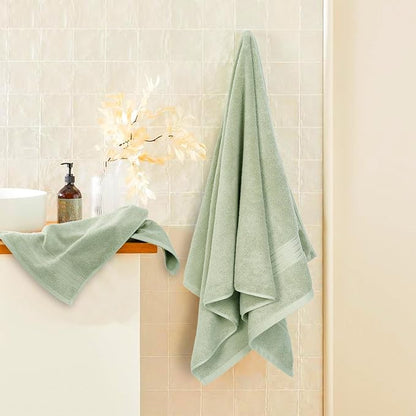 COZYART Sage Green Bath Towel Set for Bathroom Turkish Cotton Thick Soft Absorbent Durable 650 GSM Towel Sets of 6, 2 Large Bath Towels, 2 Hand Towels, 2 Washclothes