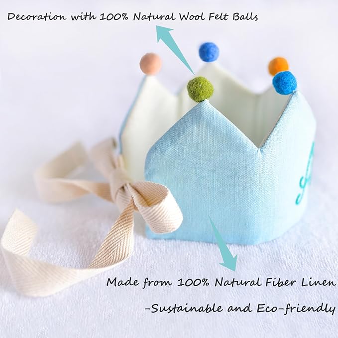 Personalized Hand Embroidered Crown for Baby and Kid Birthdays, Custom Baby Birthday Hat, Fit All Ages