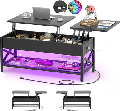 Aheaplus Black Lift-Top Coffee Table