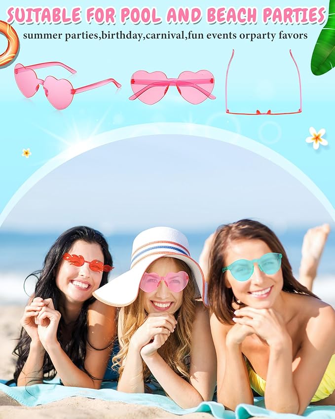 Kanayu 12 Pcs Mixed Style Rimless Sunglasses Retro Party Favors Eyewear for Bachelor Party Photoshoot Costume Accessories