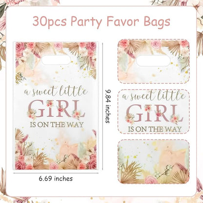 Serencatcher 30pcs Boho Floral Baby Shower Party Favor a Sweet Little Girl Is On The Way Baby Shower Floral Gift Goodie Bags for Boho It’s a Girl Party Supplies Favors
