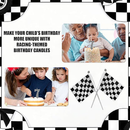 Racing Cars Themed Birthday Candle, Checkered Flag Number Candles Black and White Candles Happy Birthday Cake Topper Party Decorations for Boys Racing Cars Themed Party Supplies (Number 7)