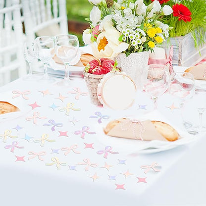 100PCS Pink Bow Confetti Engagement Party Bride To Be Pink Bow Table Confetti Bachelorette Party Birthday Decorations Supplies Baby Shower Boy Girl Bridal Shower Ribbon Party Supplies (pink bow 2)