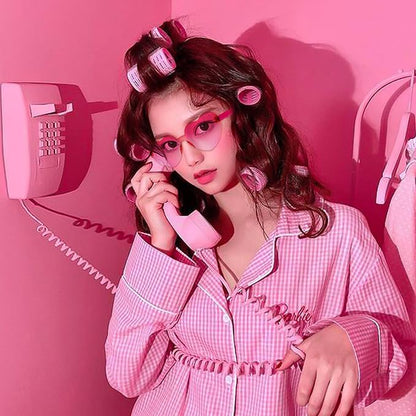 Matcheck 16 Heart Shaped Rimless Sunglasses Transparent Candy Colored Glasses Frameless Party Eyewear for Women